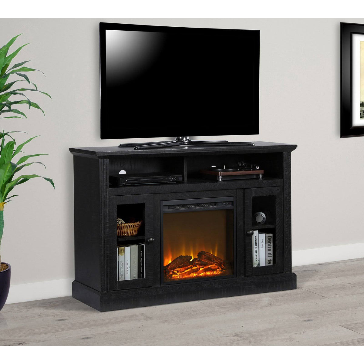 Black Fireplace TV Console R919194
