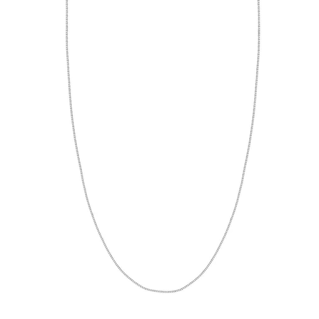 18K White Gold Box Chain Necklace with Lobster Lock C620