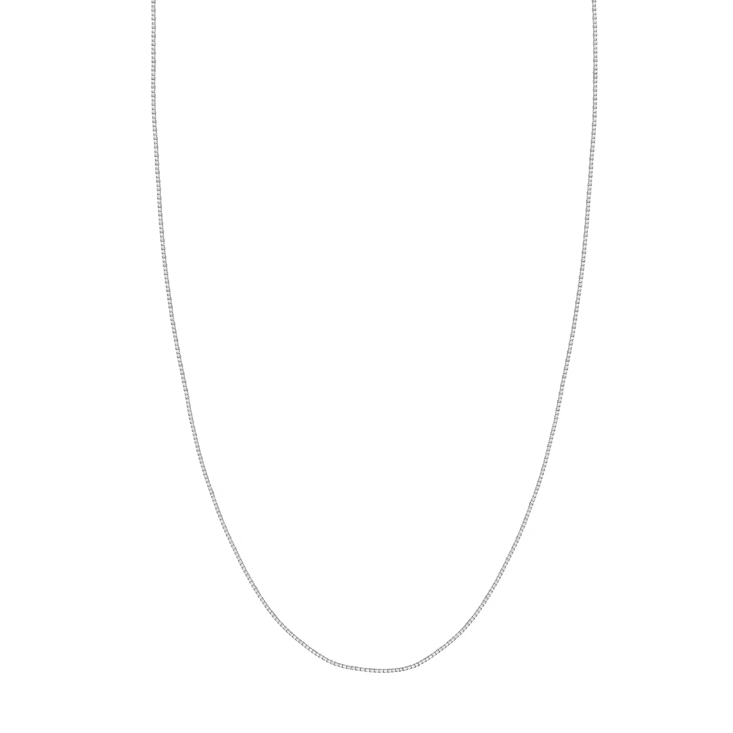 18K White Gold Box Chain Necklace with Lobster Lock C620