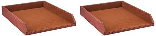 Mocha Leather Double Letter Tray J6277