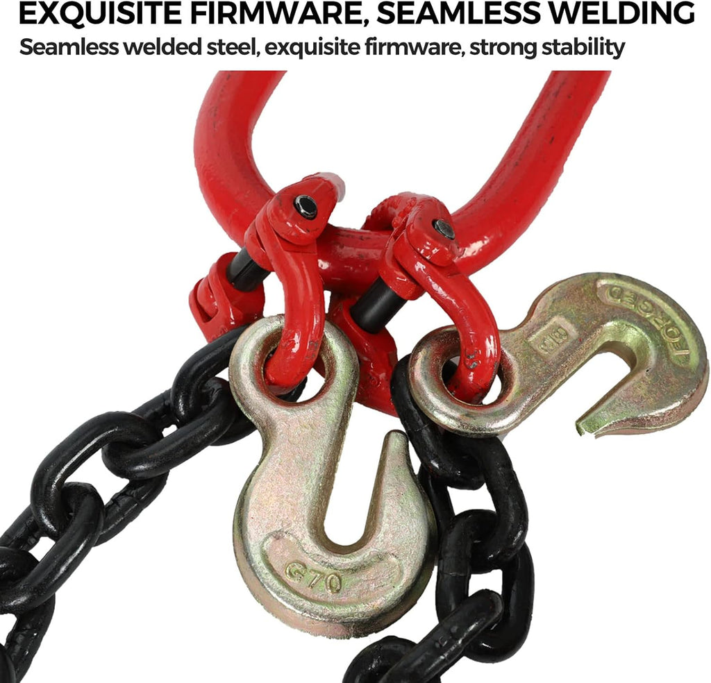 Tow Recovery V Chain with 3/8" x 2' Legs, Two 15" J-Hook & Eye Cradle Grab Hook L875429