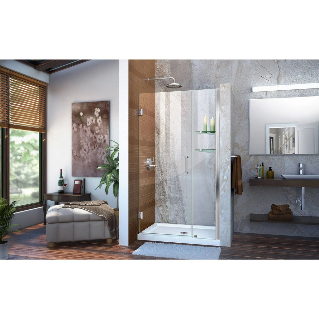 Frameless Hinged Shower Door with Shelves Chrome F624