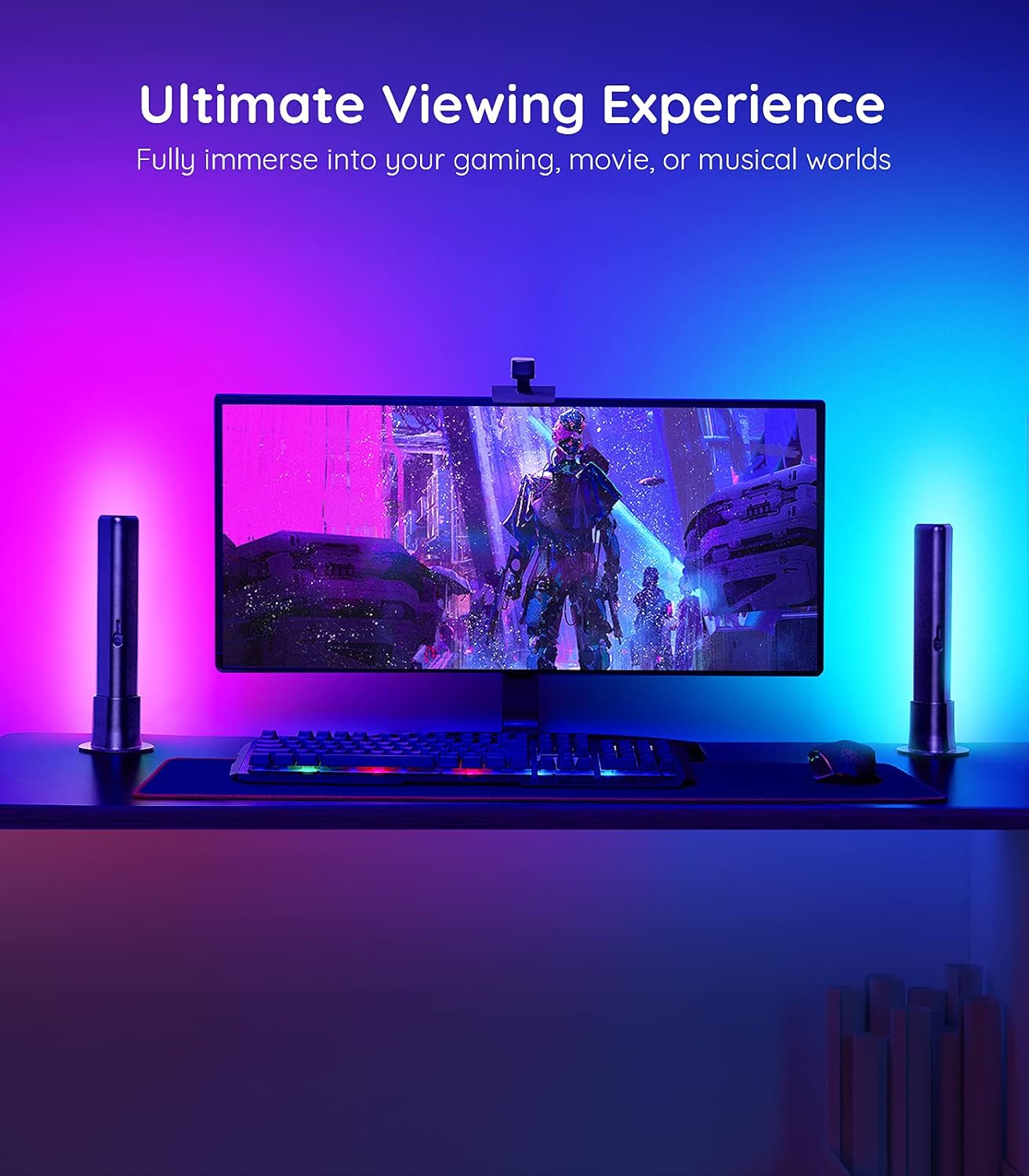 RGBIC LED Light Bars with Camera for Gaming, PC, TV C36520