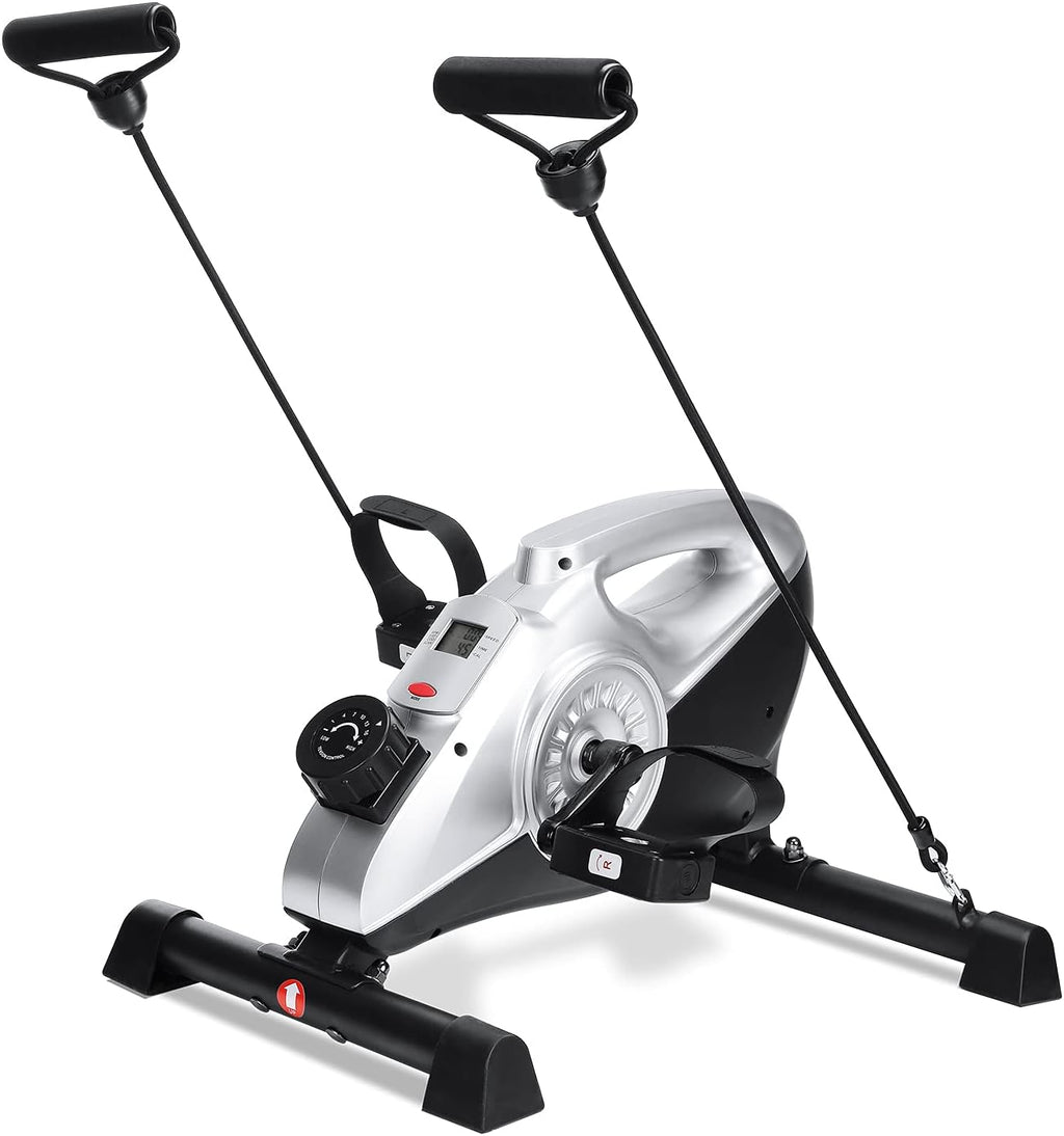 Magnetic Exercise Bike Pedal Exerciser with LCD Monitor and Resistance Bands P412