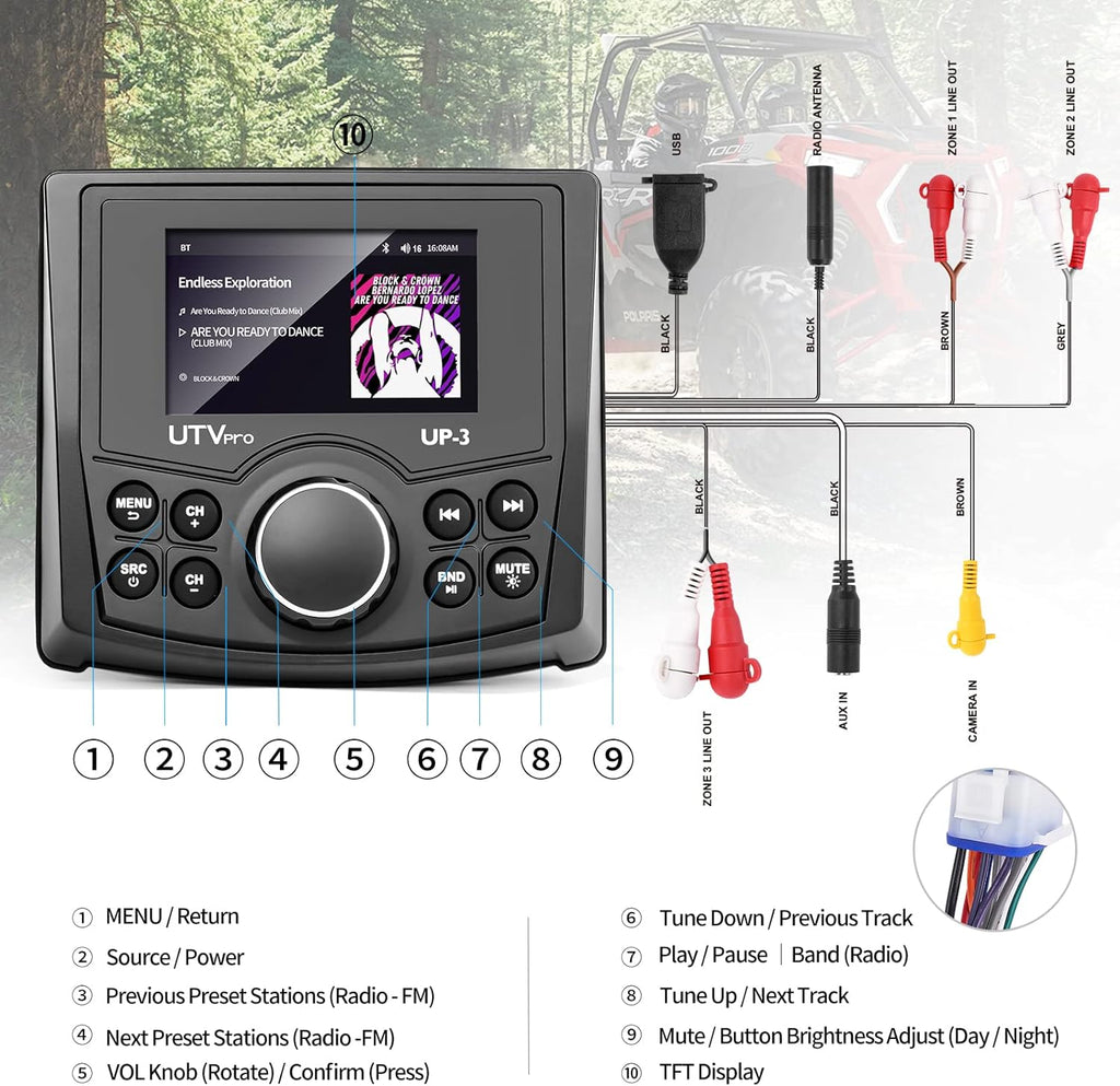 UTV Stereo AM/FM with Bluetooth Streaming W765