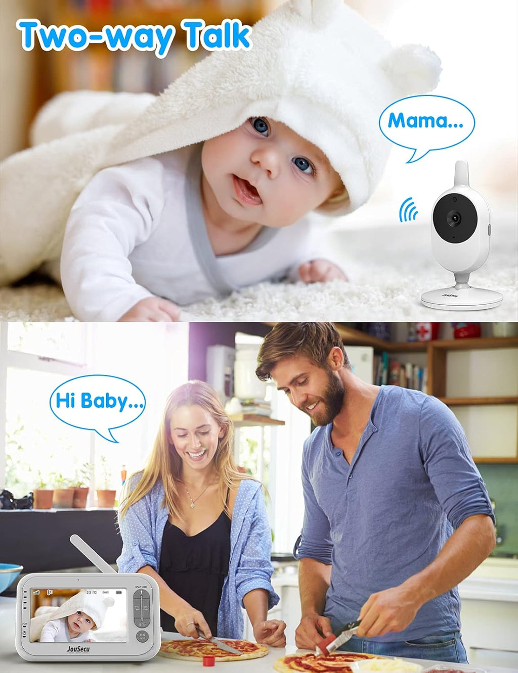 4.3 Inches LCD Split Screen Baby Monitor with Camera and Audio H85586