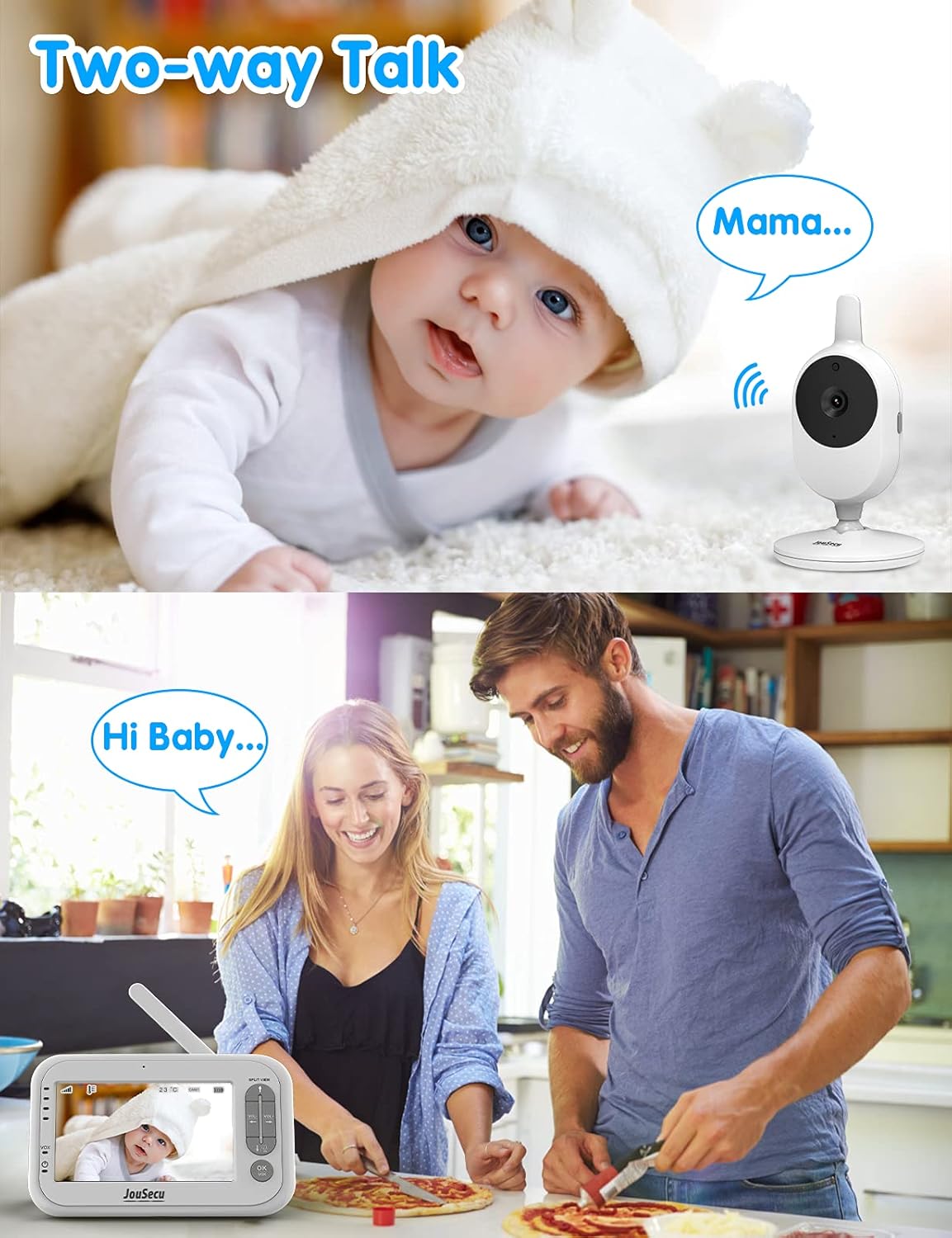 4.3 Inches LCD Split Screen Baby Monitor with Camera and Audio H85586