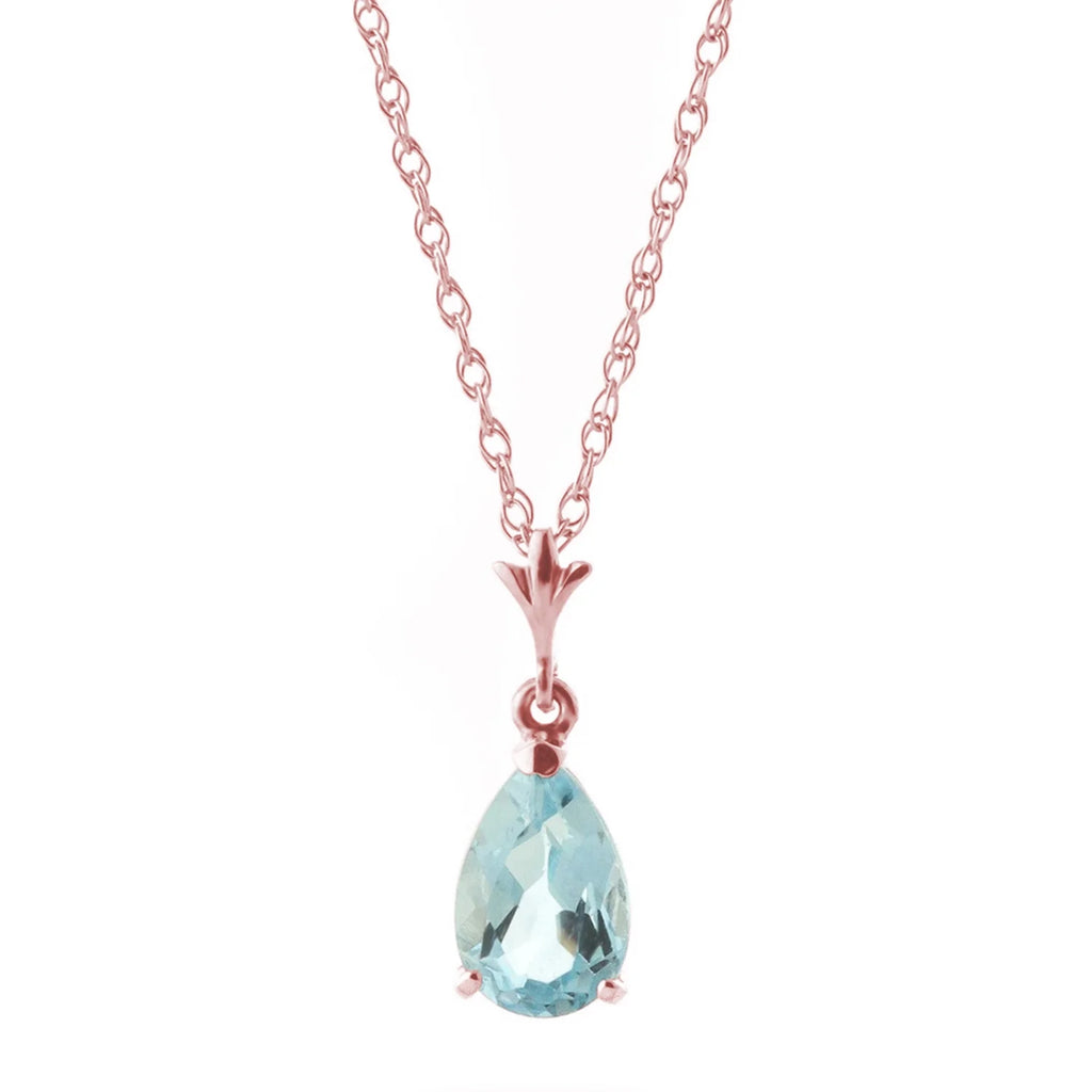 Rose Gold Pear-shaped Aquamarine Drop Pendant Necklace I7749