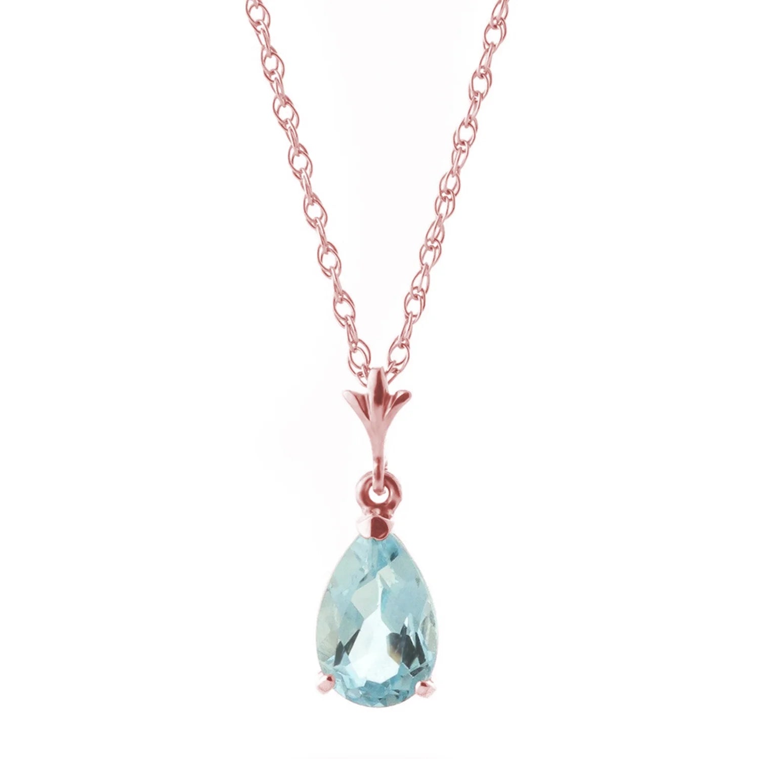 Rose Gold Pear-shaped Aquamarine Drop Pendant Necklace I7749