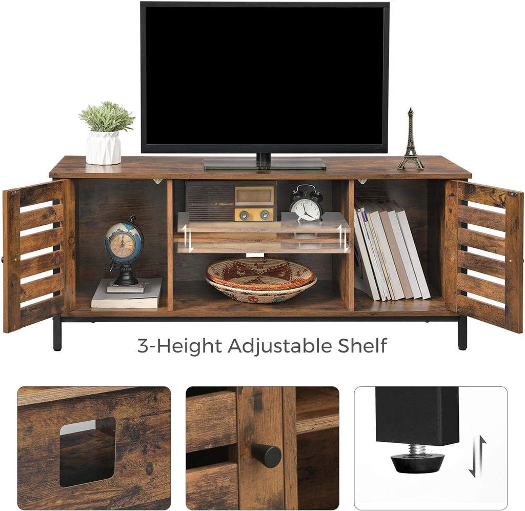 Rustic Brown TV Stand with Storage Shelves and Louvered Doors S288968