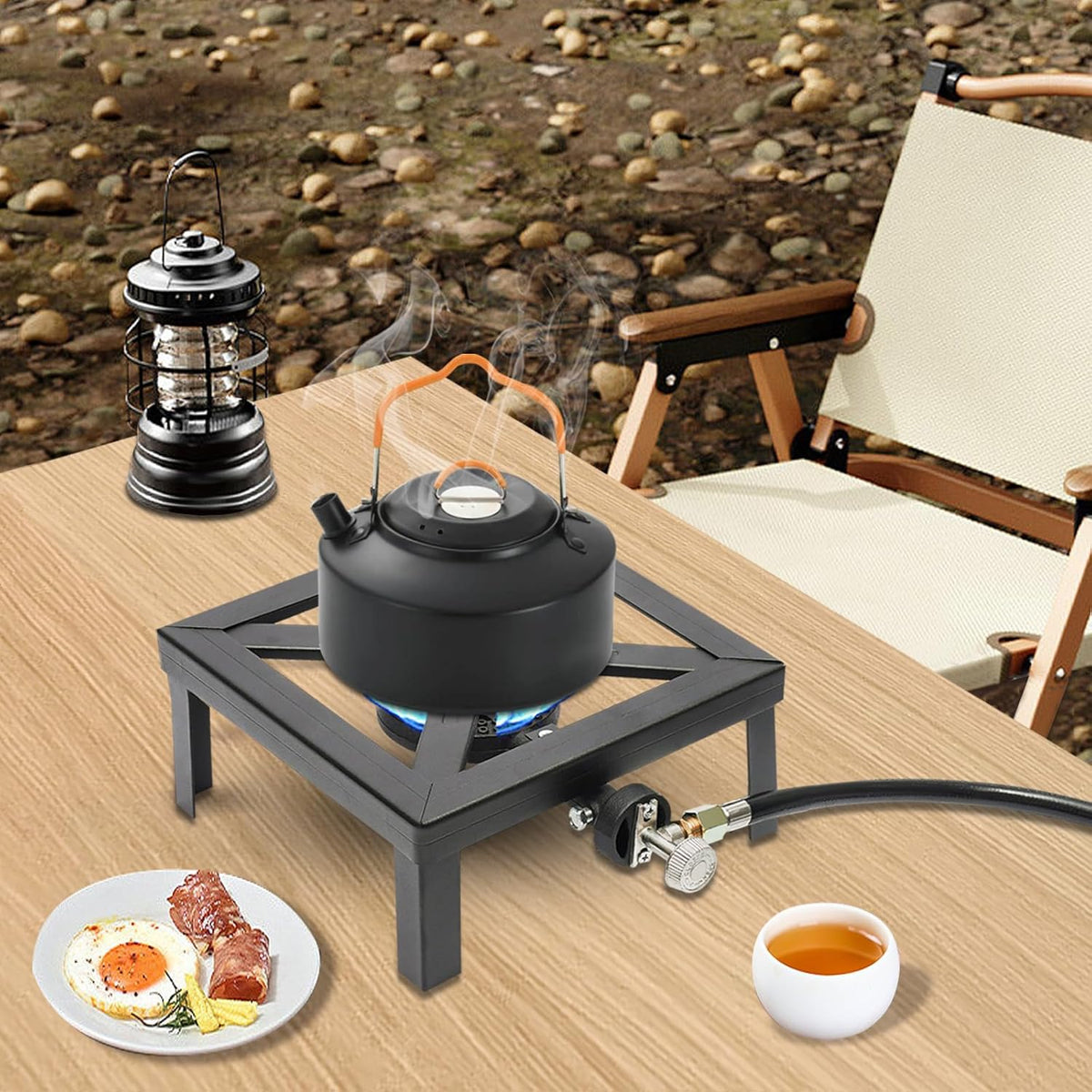 Portable Single Burner Propane Gas Stove with Adjustable Regulator Hose A919