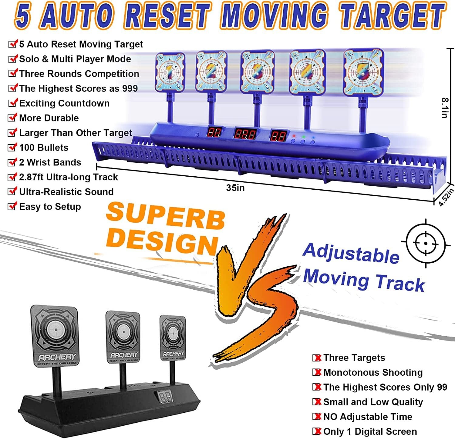 Electronic Shooting Target with Auto Reset for Nerf Gun Practice K9069
