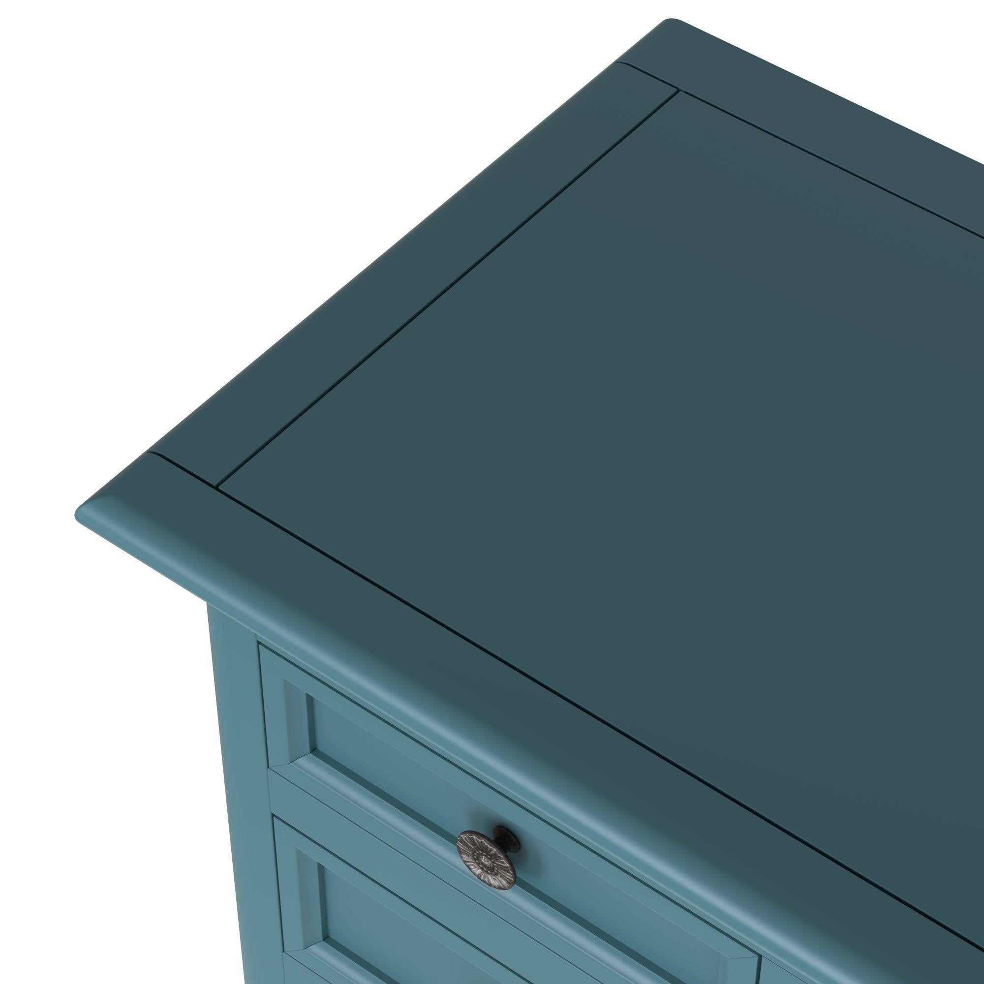 Green Wood Console Table with 6 Drawer and 1 Cabinet and 1 Shelf Q30119