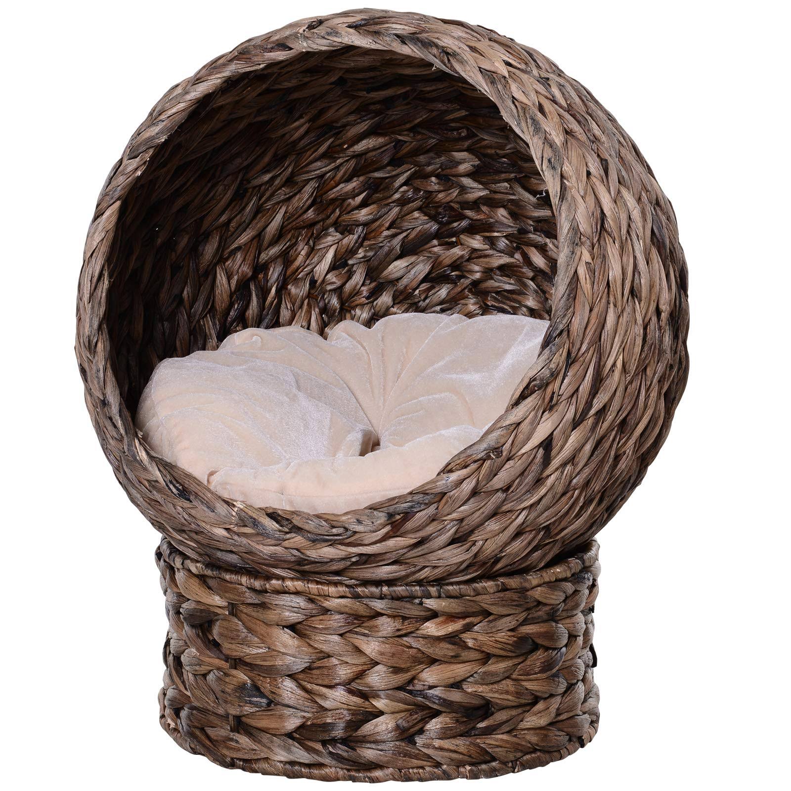 Cat Braided Banana Leaf House with Cotton Bed V44764