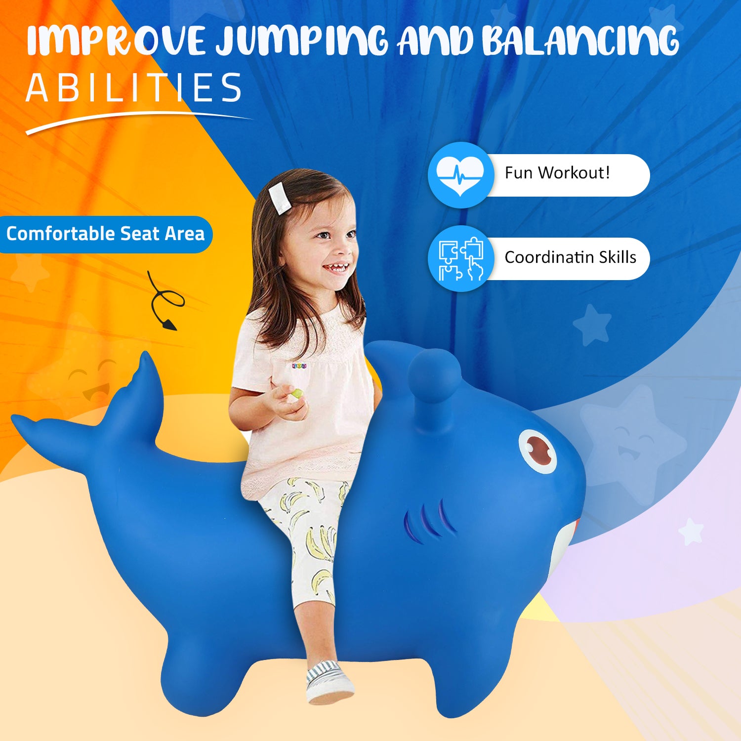 Blue Inflatable Bouncing Horse Hopper Toy D9688