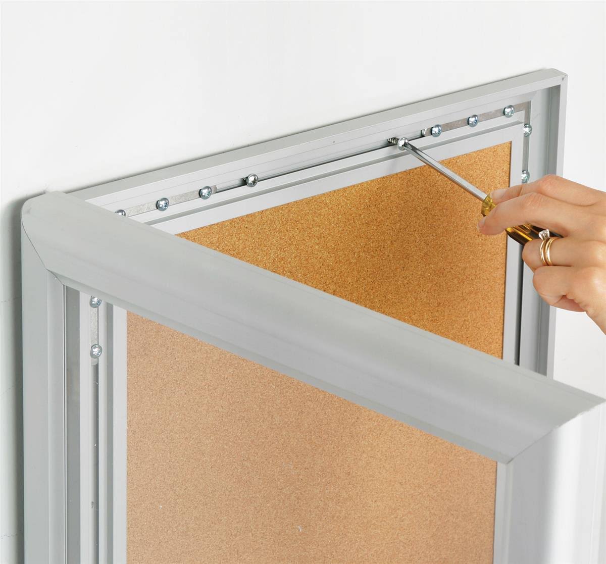 Enclosed Bulletin Board with Silver Aluminum Frame U257225