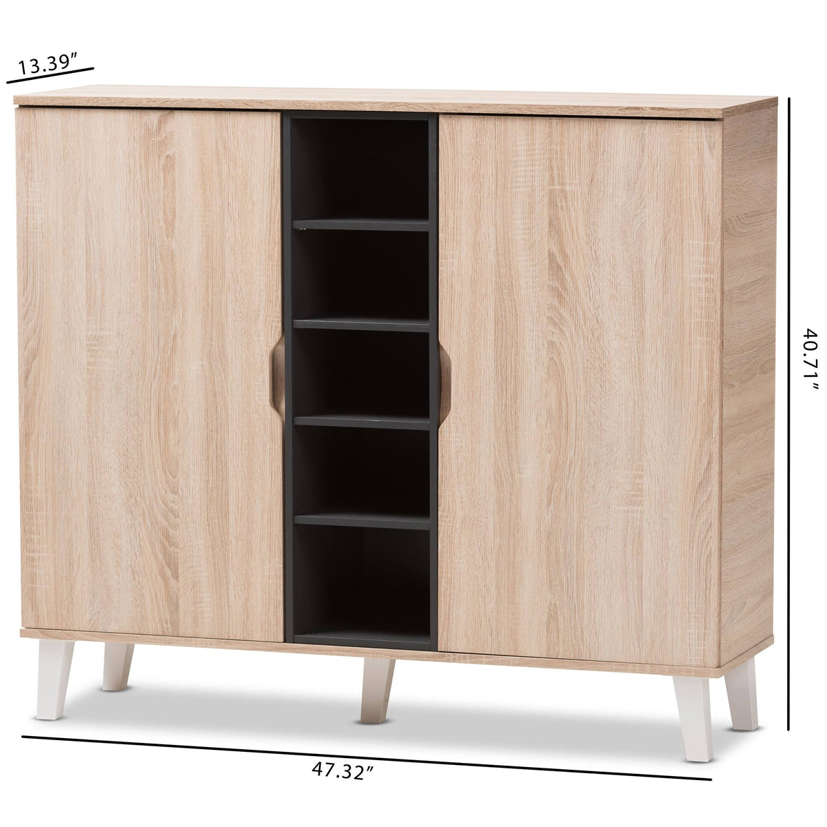 Oak and Grey Wood Storage Cabinet P98044