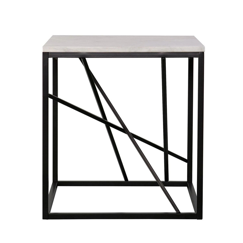 White Faux Marble End Table E856671
