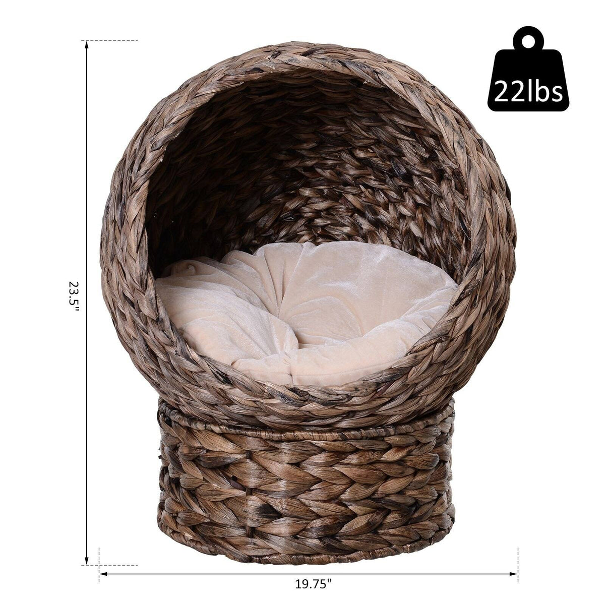 Cat Braided Banana Leaf House with Cotton Bed V44764