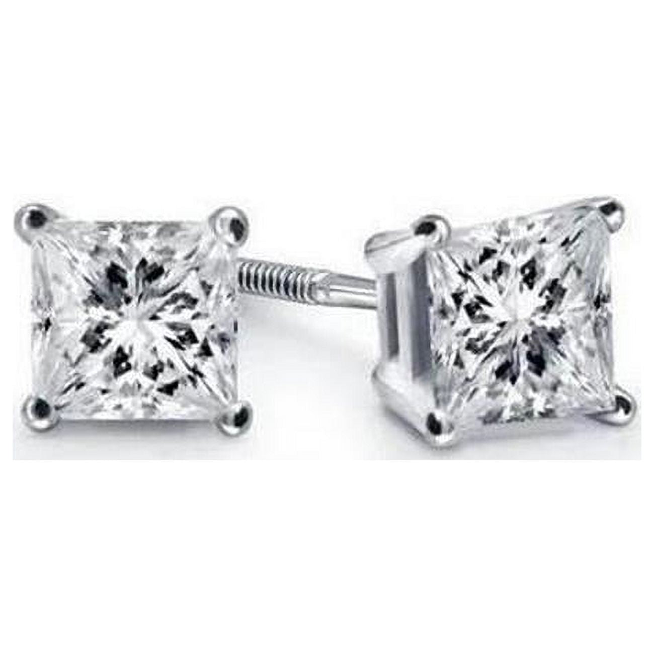 14K White Gold Princess Cut Diamond Stud Earring V84984