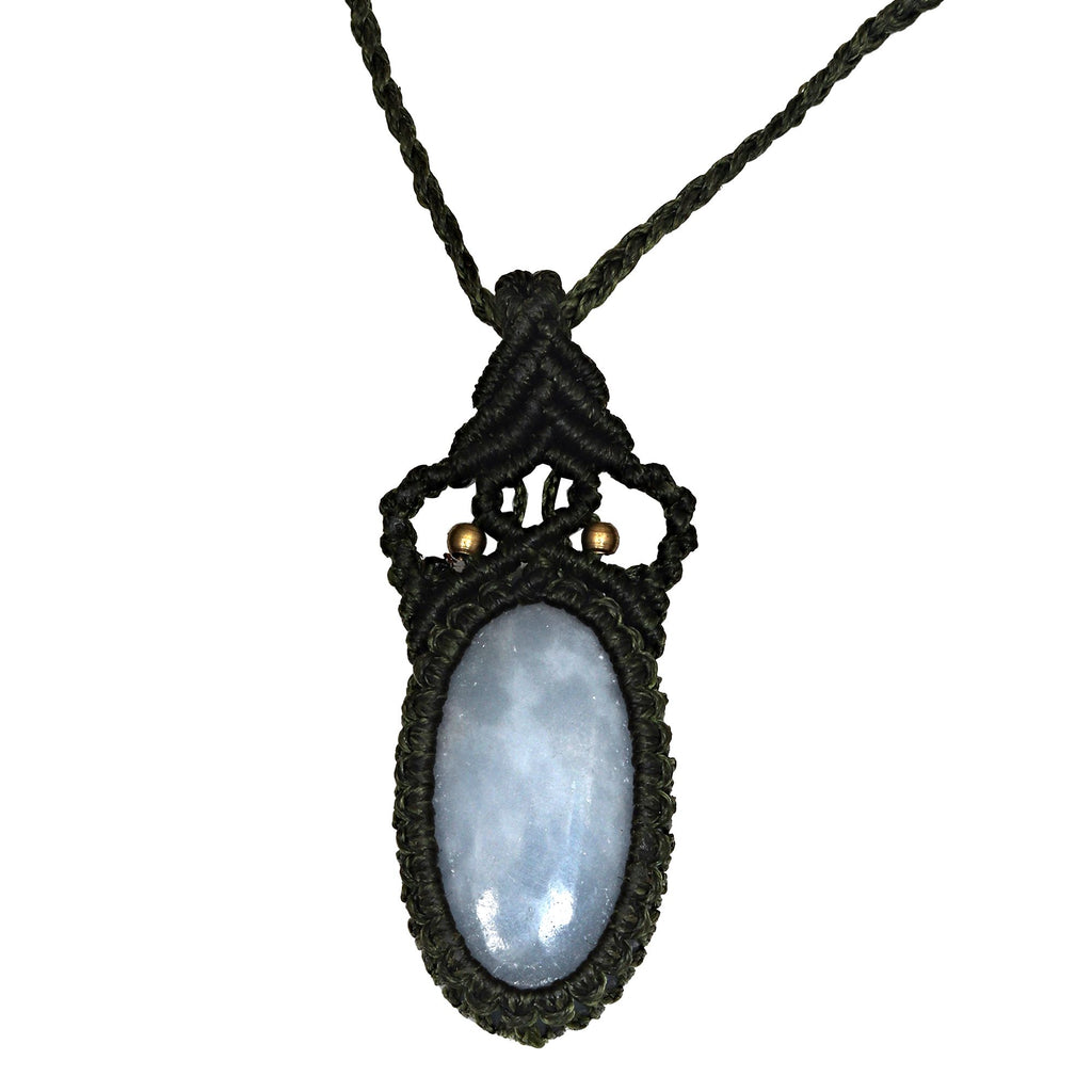 Blue Opal Macrame Gemstone Handmade Necklace 20-36'' S82606