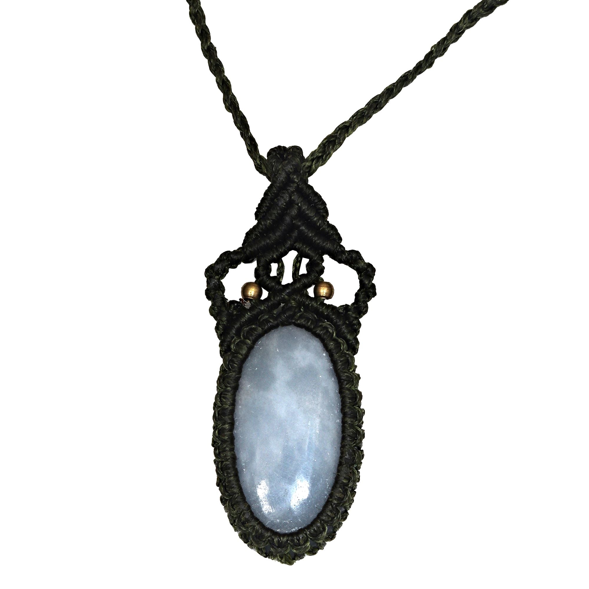 Blue Opal Macrame Gemstone Handmade Necklace 20-36'' S82606
