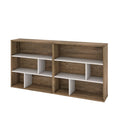 2-Piece Asymmetrical Shelving Unit Set in Rustic Brown u0026 Sandstone U219