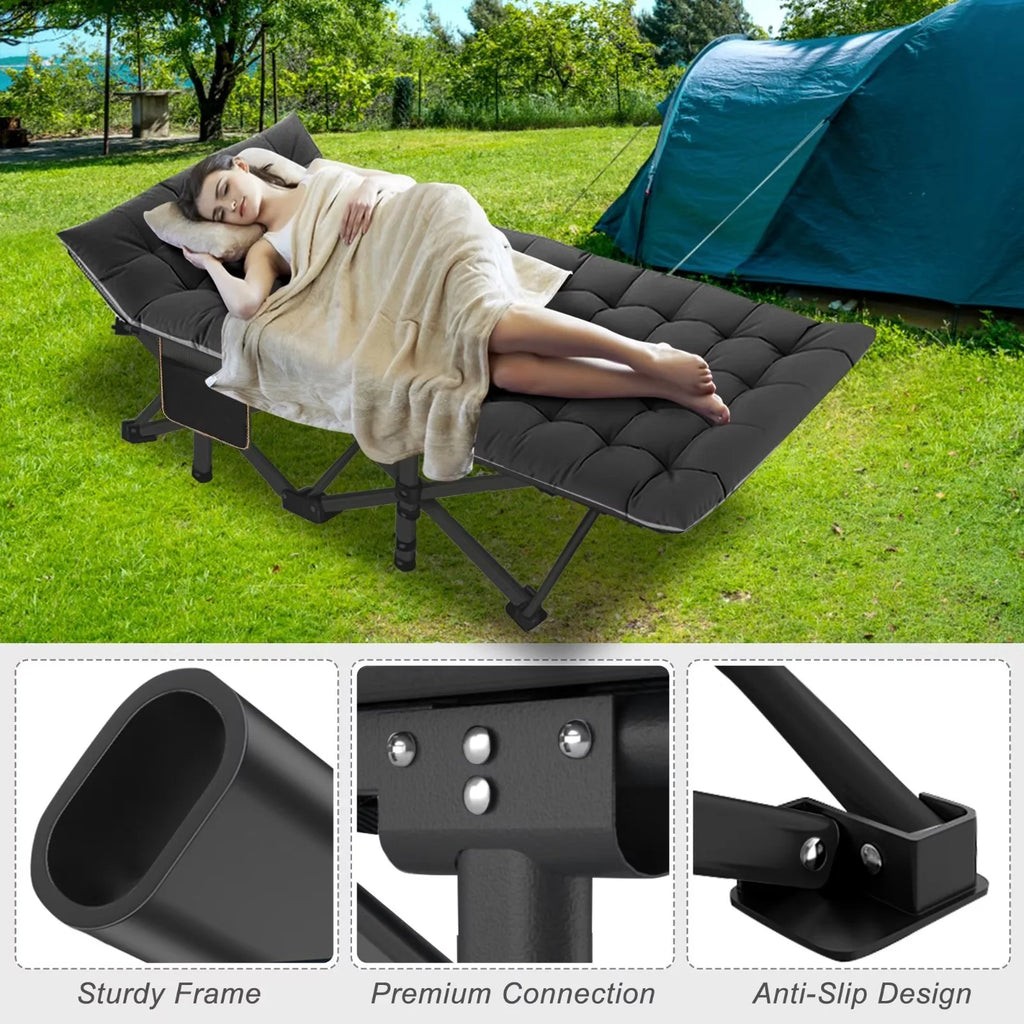 Oversized Portable Folding Camping Cot with Mattress and Carry Bag E84930