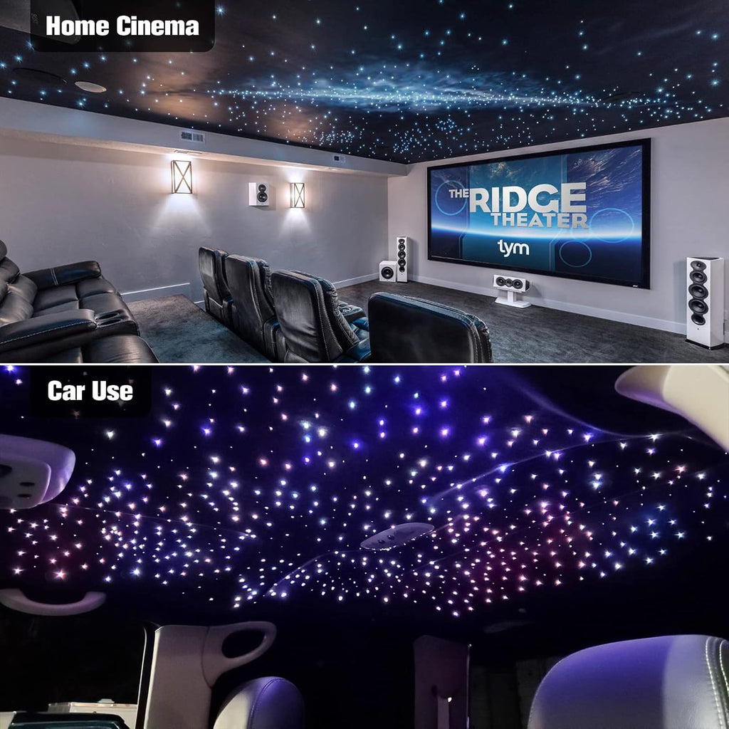 16W 450pcs 13.1ft RGBW Bluetooth LED Fiber Optic Star Ceiling Lights Kit with Adapter F344