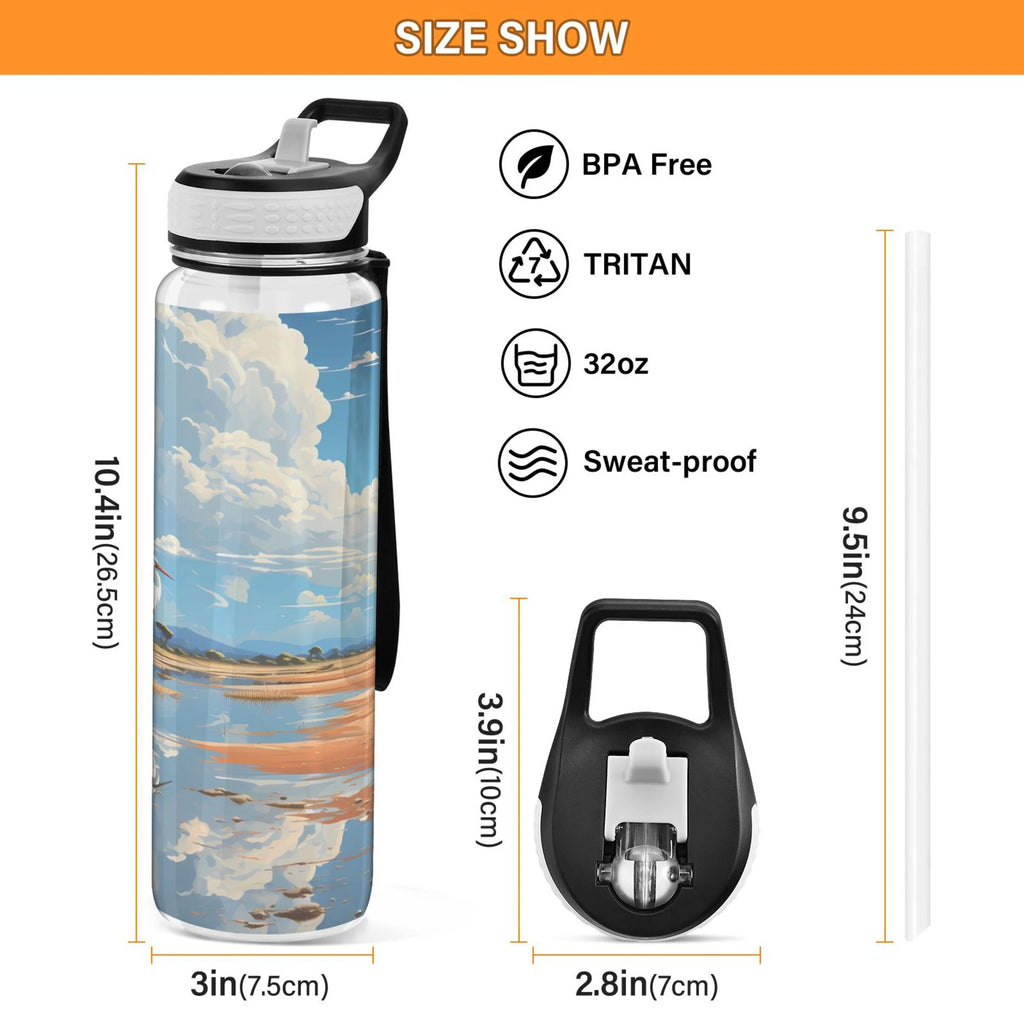 32oz Tritan Leakproof Clear Sports Water Bottle D37633