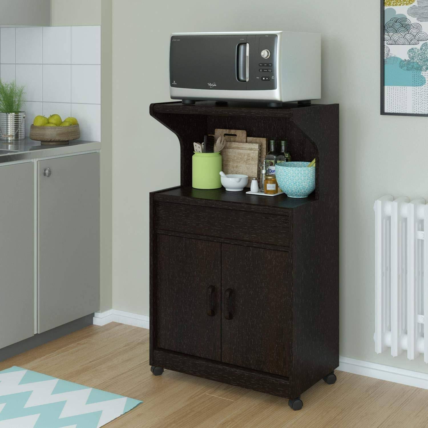 Microwave Cart with Shelf Espresso R8710