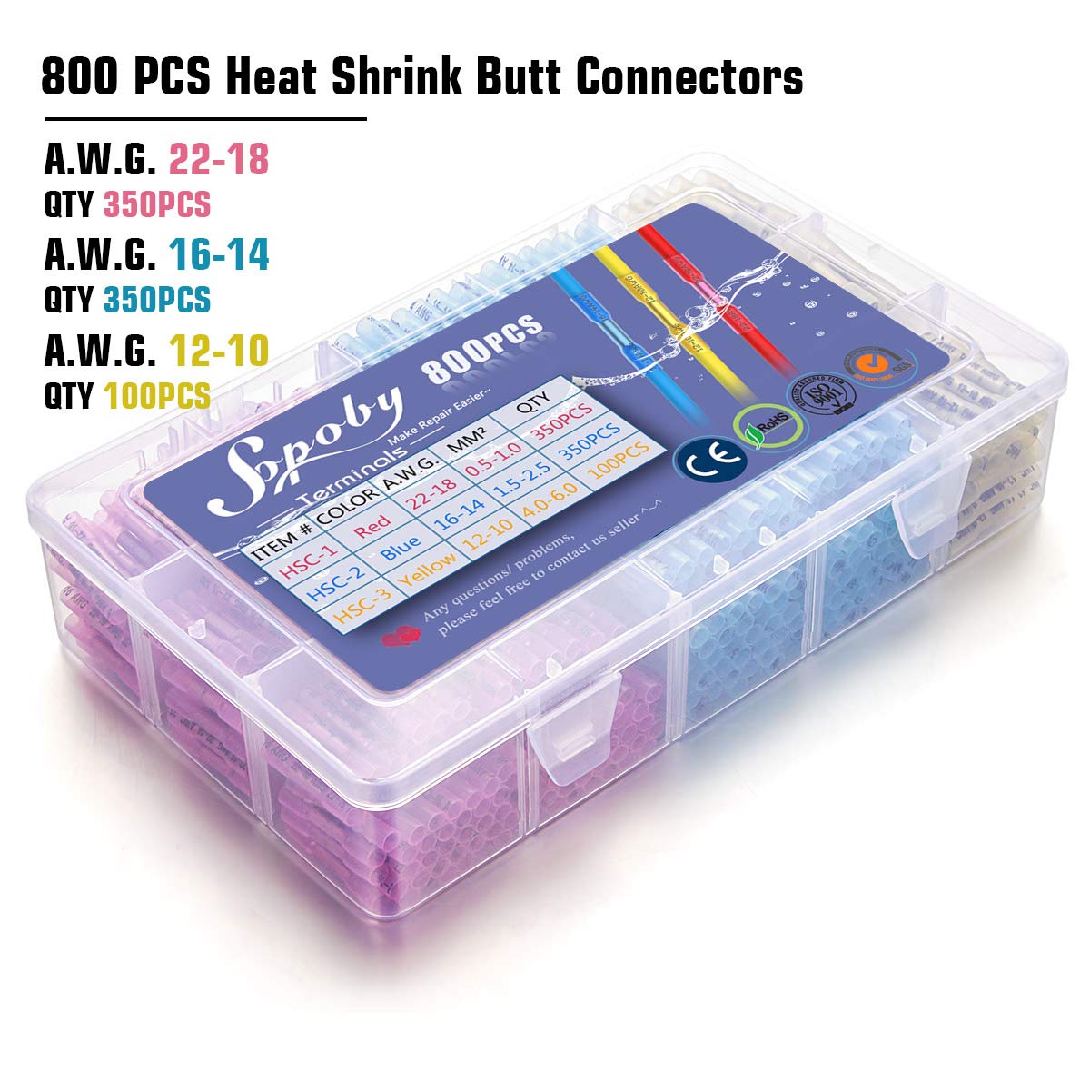 800 PCS Waterproof Insulated Copper Wire Connectors W249495