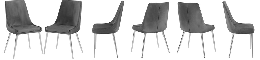 Grey Velvet Dining Chair Set of 2 V164585