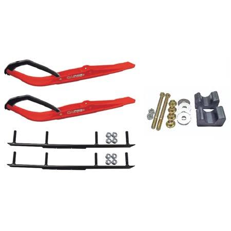 Red Razor Snowmobile Skis with 6 inch Round Bars Complete Kit K9175