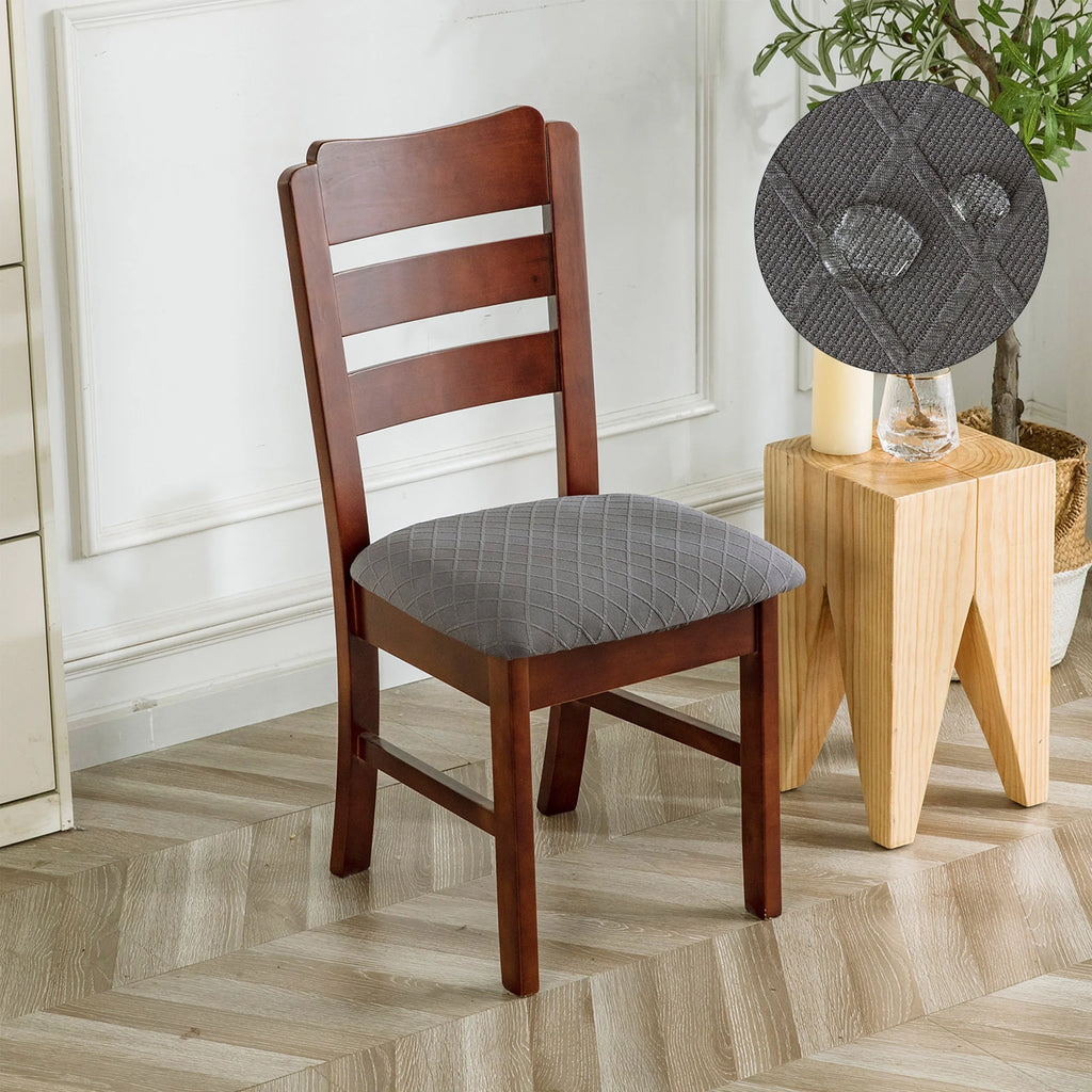 Dark Grey Jacquard Removable Dining Chair Cover Set of 4 A307