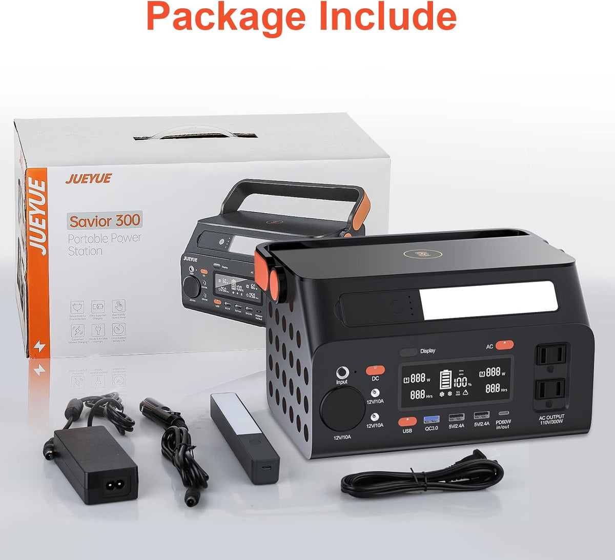 Portable Power Station 296Wh Lithium Battery 110V Pure Sine Wave AC Outlet M54749