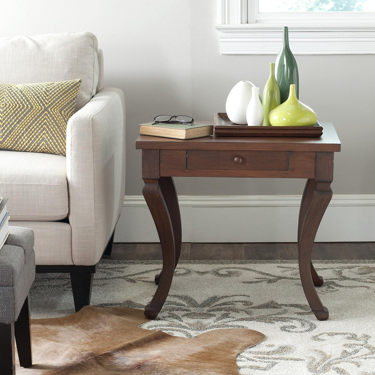 Brown One Drawer Storage Side Table N1619