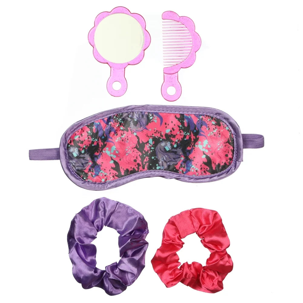 Clear Utility Case with Sleep Mask, Hair Ties and Comb & Mirror Set F3402