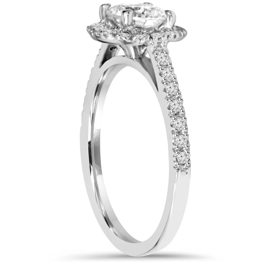 14K White Gold Halo Diamond Engagement Ring J89985