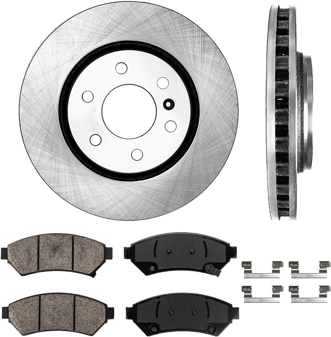 6 Lug Brake Disc Rotors with Ceramic Brake Pads and Clips D933