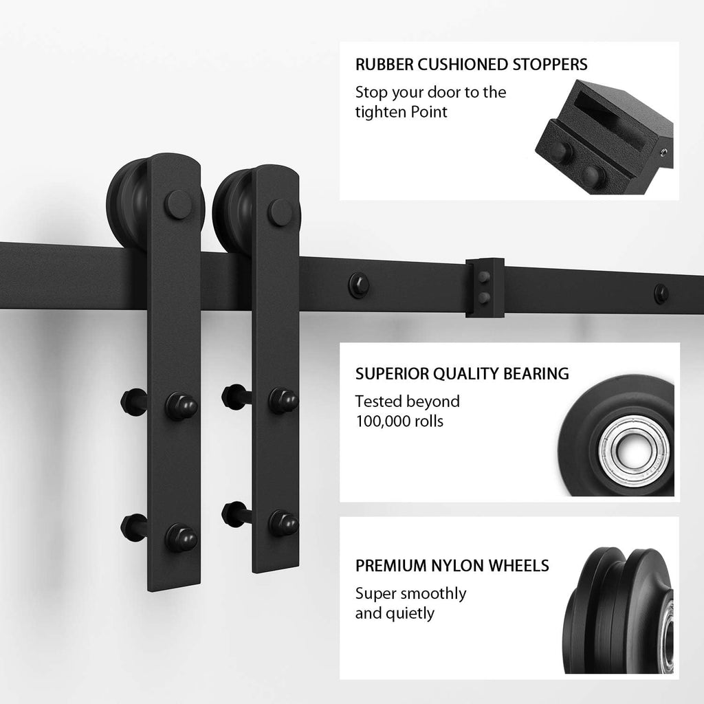 6ft Heavy Duty Sliding Barn Door Hardware Kit for 36" Wide Door Panel S599