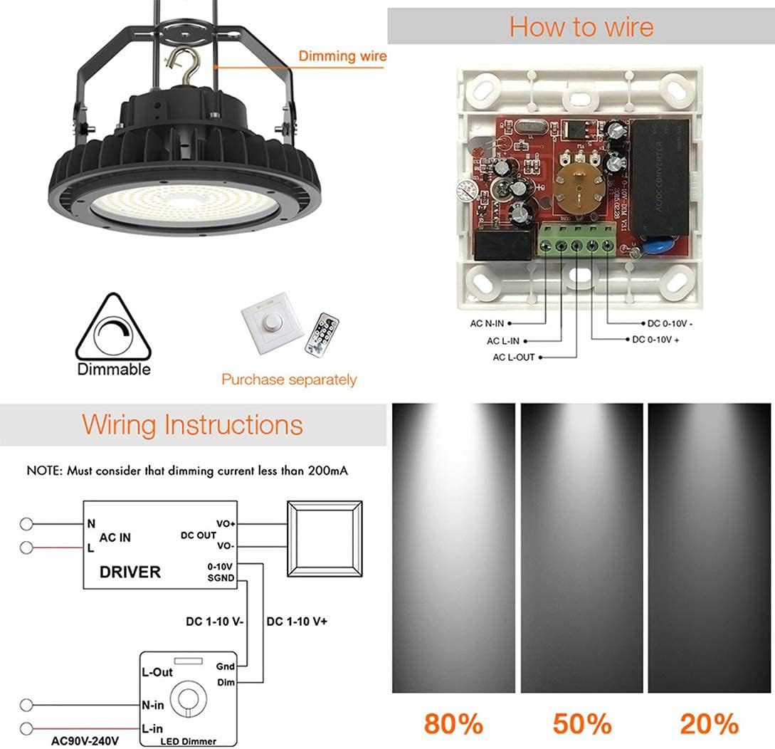 LED High Bay Light 150W 5000k Dimmable with 110V Plug D82190