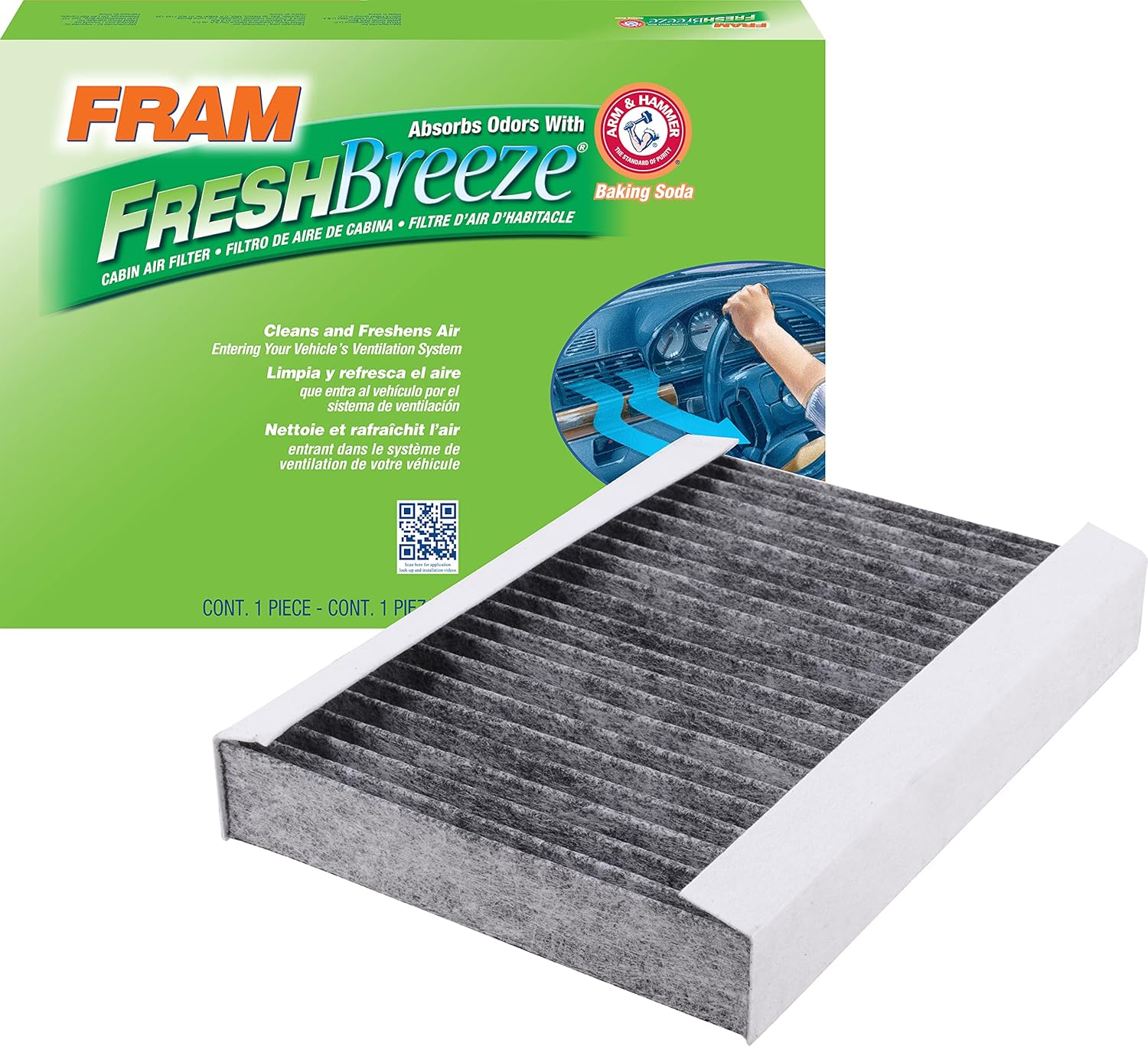Fresh Breeze Cabin Air Filter with Arm & Hammer Baking Soda, Pack of 2 U79143