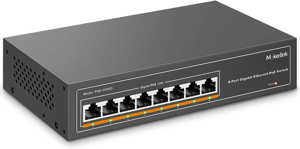 8 Port Gigabit PoE Switch, 120W, Metal Fanless Unmanaged, Pack of 2 F127