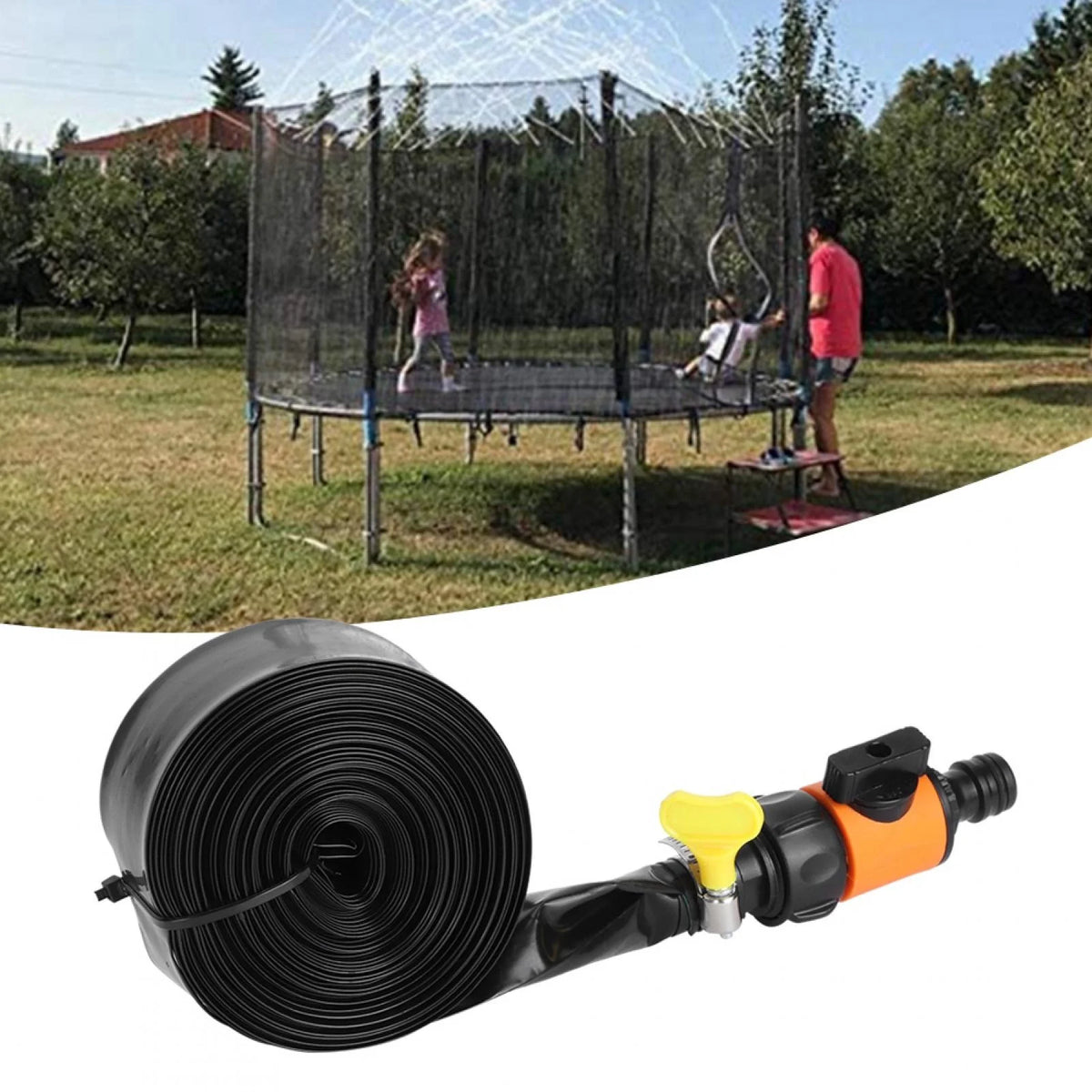 Rociador de agua de trampolín al aire libre PVC Naranja 15m Z6716