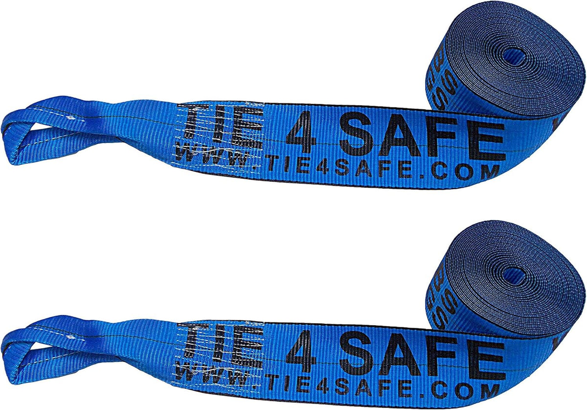 4 x 30' Heavy Duty Twisted Loop Winch Strap Tie Down (Red, 10 - Pack) T431429