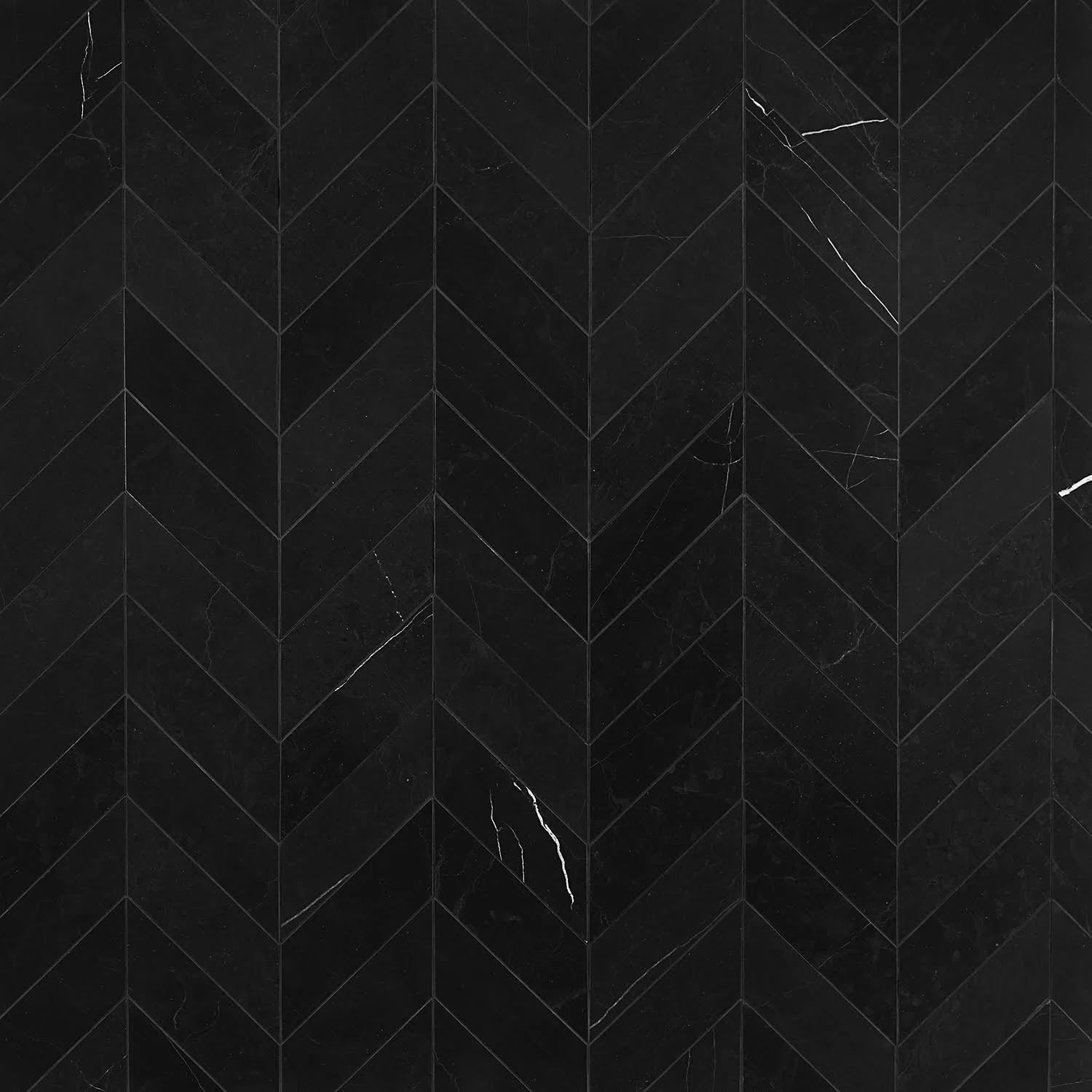 Nero Marquina 3x12 Chevron Honed Marble Tile L459
