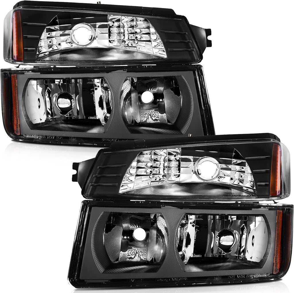 Chrome Housing Amber Reflector Headlight Assembly for Chevrolet Avalanche 1500/2500 Q2289