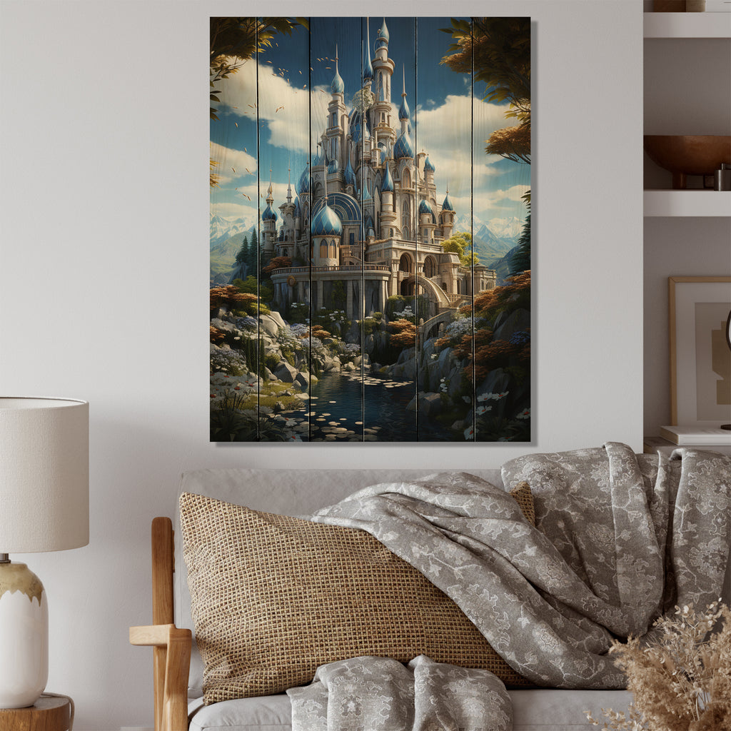 Castles Print on Natural Pine Wood D456837