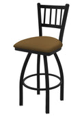 30-Inch Swivel Bar Stool with Black Wrinkle Finish and Canter Saddle Seat P3695